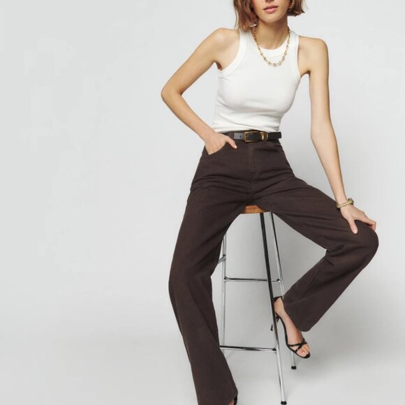 Reformation Val 90s Mid Rise Straight Jeans in Brown NWT - Picture 6 of 8